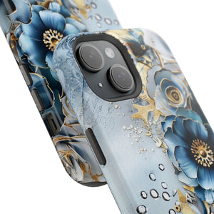 Blooming Blue Floral Bouquet - Magnetic Armor Tough Case Apple iPhone Case