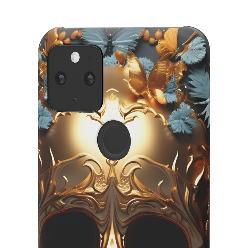 Golden Skull Floral & Butterflies Snap Case - Google Pixel Case