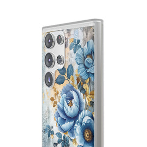 Blue & Gold Blooming Flowers Flexi Case - Samsung Galaxy Case