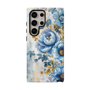 Blue & Gold Blooming Flowers - Tough Guard Samsung Galaxy Case
