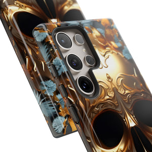 Golden Skull Floral & Butterflies Armor - Tough Guard Samsung Galaxy Case