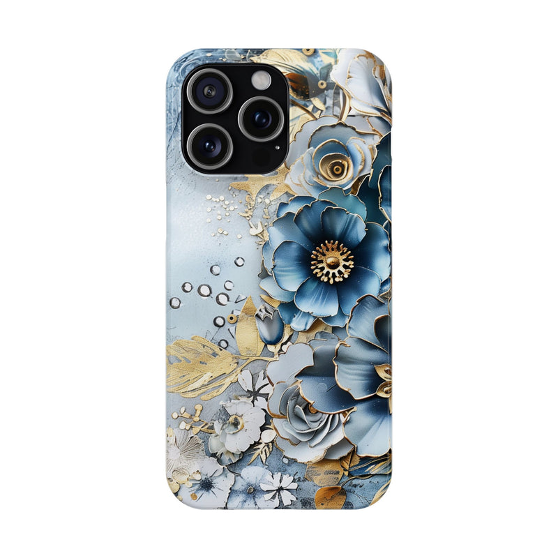 Blooming Blue Floral Bouquet - Slim Guard Apple iPhone Case