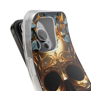 Golden Skull Floral & Butterflies Flexi Case - Apple iPhone Case