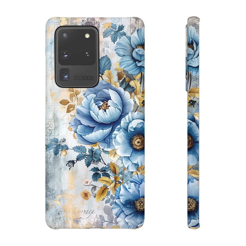 Blue & Gold Blooming Flowers Snap Case - Samsung Galaxy Case