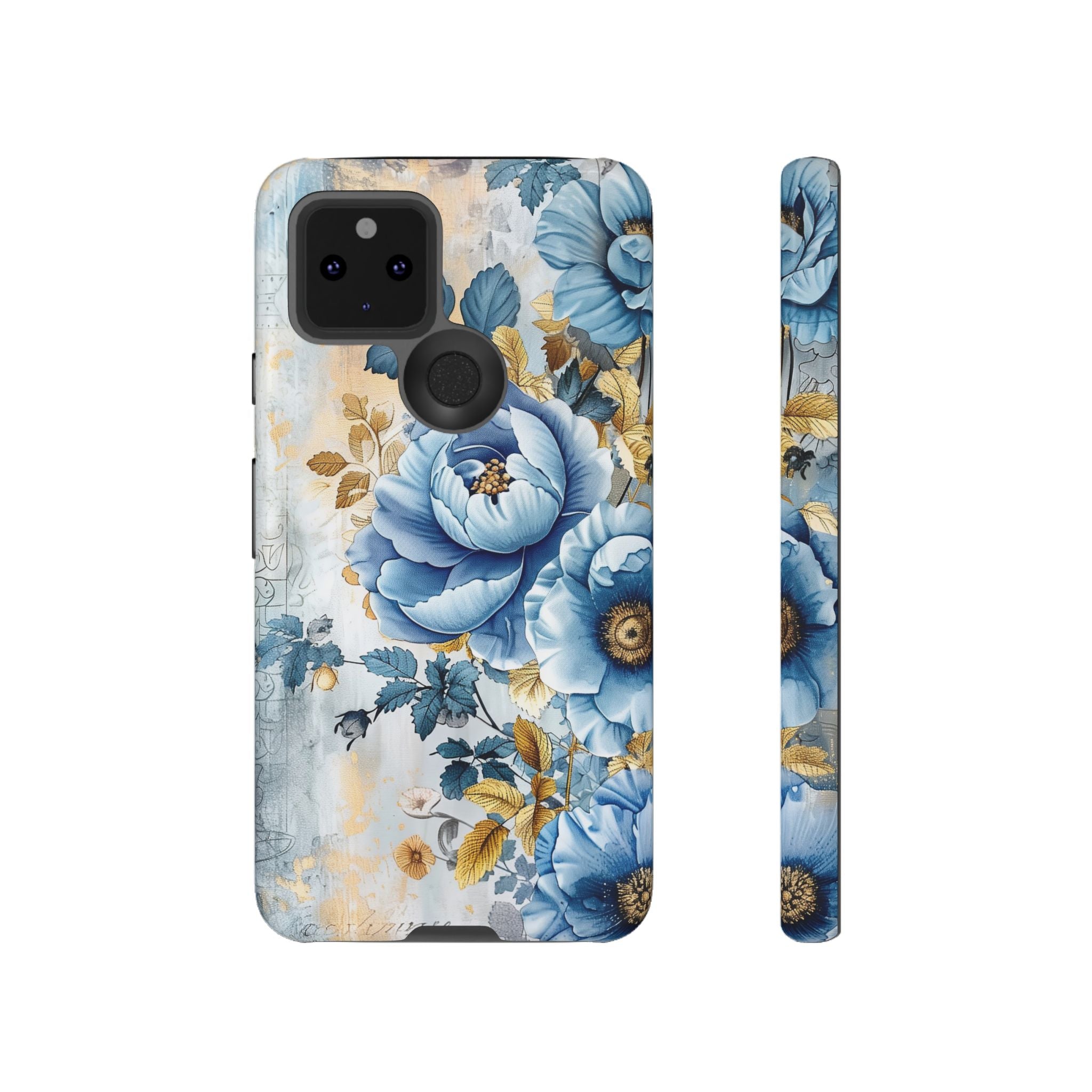 Blue & Gold Blooming Flowers - Tough Guard Google Pixel Case