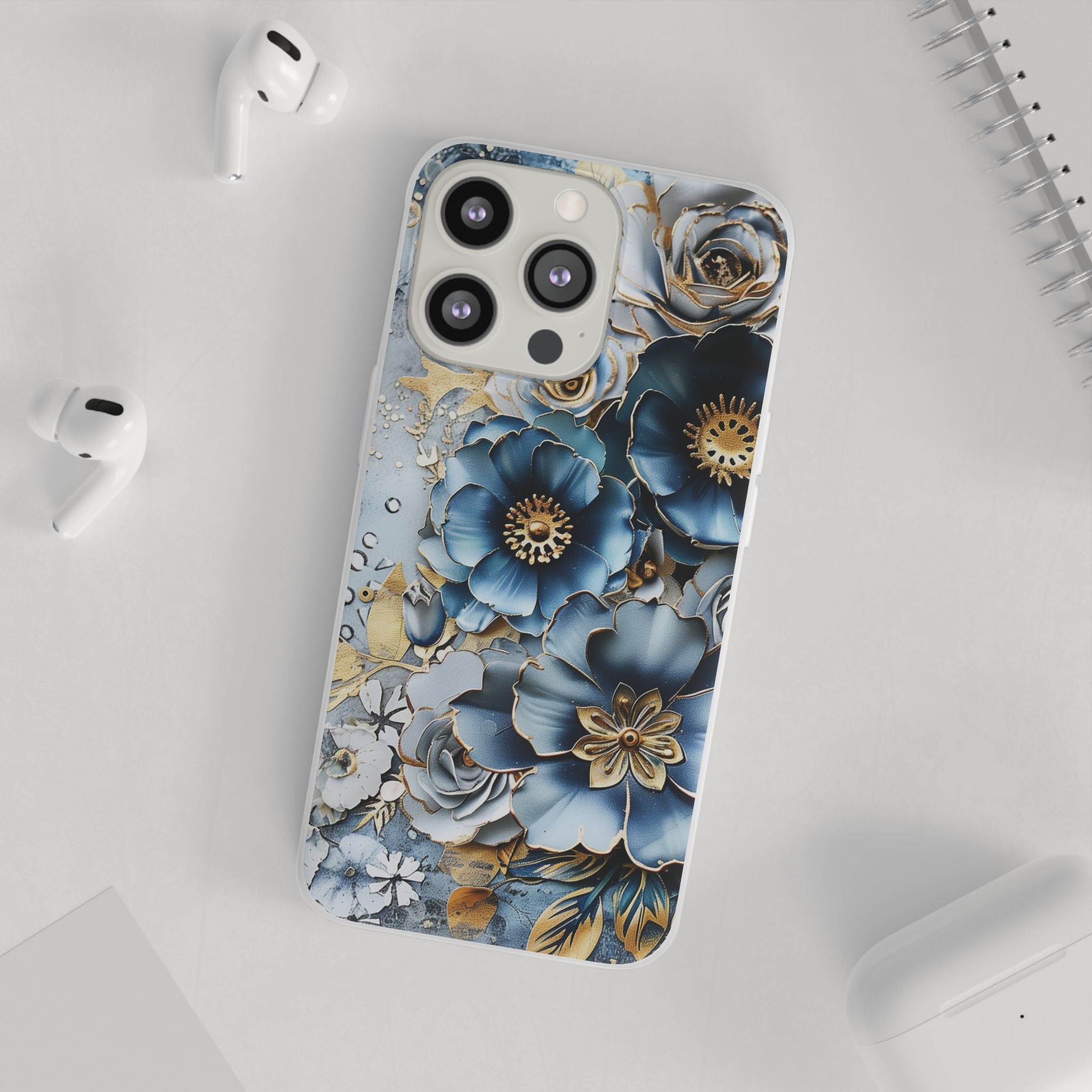 Blue Blooming Flowers Flexi Case - Apple iPhone Case