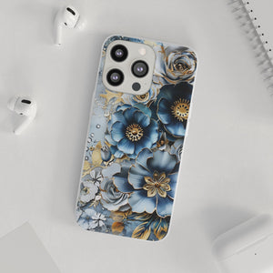 Blue Blooming Flowers Flexi Case - Apple iPhone Case