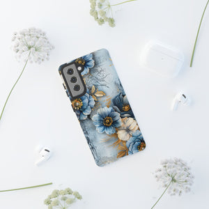 Blue & Gold Floral - Tough Guard Samsung Galaxy Case