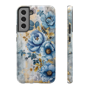 Blue & Gold Blooming Flowers - Impact Guard Samsung Galaxy Case