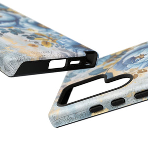 Blue & Gold Blooming Flowers - Tough Guard Samsung Galaxy Case