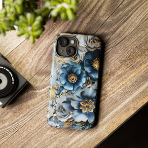 Blue Blooming Flowers - Tough Guard Apple iPhone Case