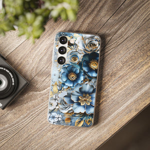 Blue Blooming Flowers Flexi Case - Samsung Galaxy Case
