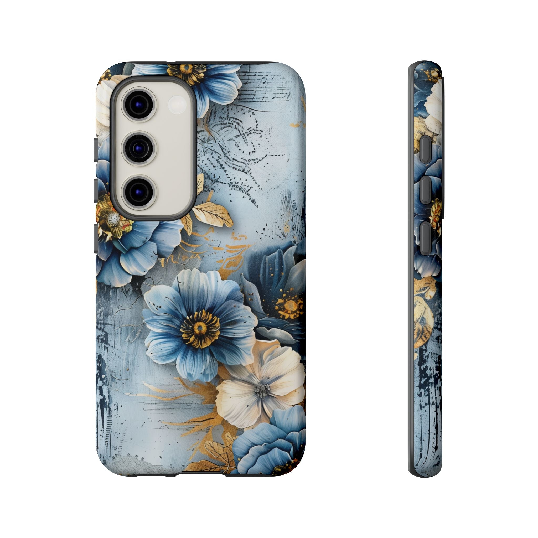 Blue & Gold Floral - Tough Guard Samsung Galaxy Case