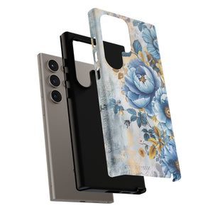 Blue & Gold Blooming Flowers - Tough Guard Samsung Galaxy Case