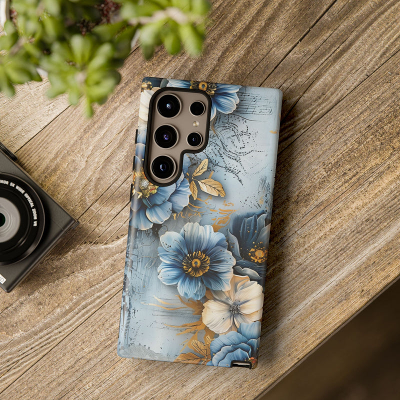 Blue & Gold Floral - Tough Guard Samsung Galaxy Case