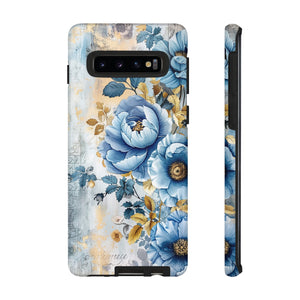 Blue & Gold Blooming Flowers - Tough Guard Samsung Galaxy Case