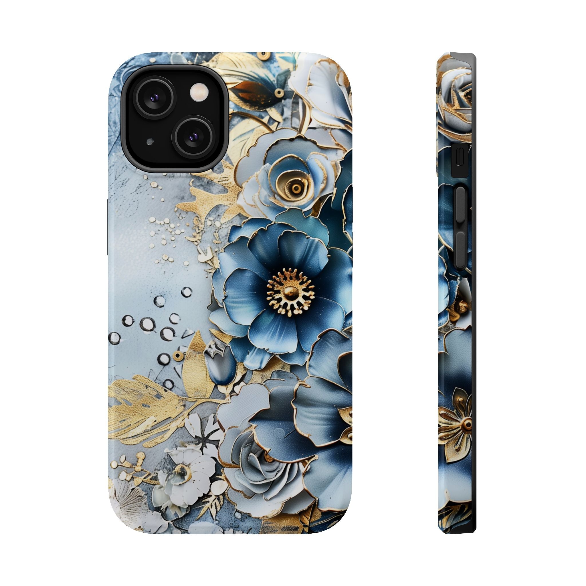 Blooming Blue Floral Bouquet - Magnetic Armor Tough Case Apple iPhone Case