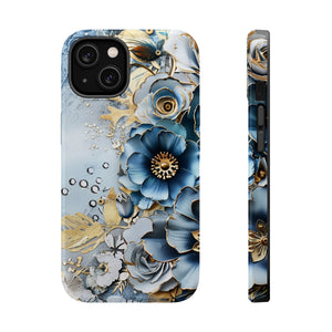 Blooming Blue Floral Bouquet - Magnetic Armor Tough Case Apple iPhone Case