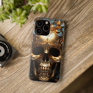 Golden Skull Floral & Butterflies Flexi Case - Apple iPhone Case